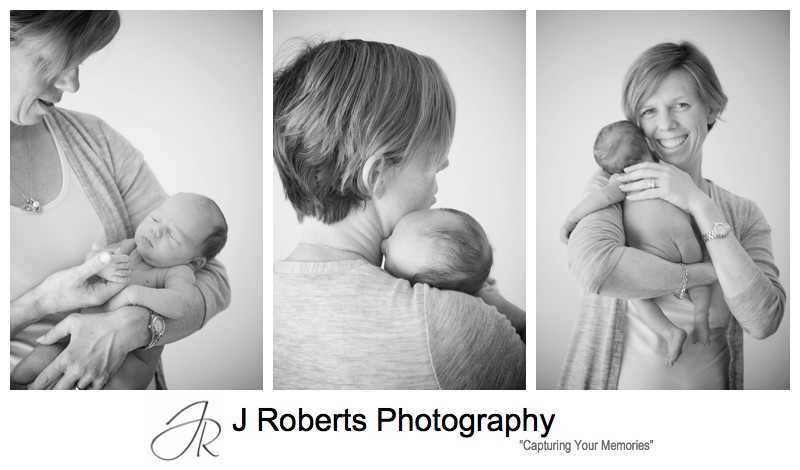 New mothers enjoying cuddles with a newborn baby boy - newborn baby portrait photography sydney
